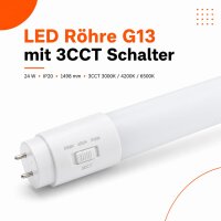 LED Tube G13 / 23 Watt / LED Röhre mit 3CCT 3000K...