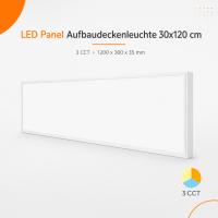 LED Deckenaufbauleuchte 36W | 30x120cm CCT...