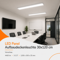 LED Deckenaufbauleuchte 36W | 30x120cm CCT 3000K/4200k/6500k 4400lm UGR<19