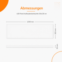 LED Deckenaufbauleuchte 36W | 30x120cm CCT 3000K/4200k/6500k 4400lm UGR<19