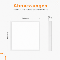 LED  Deckenaufbauleuchte 36W 620x620 CCT 3000k / 4200K / 6500K 4400lm UGR<19