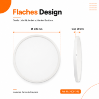 LED Aufbauleuchte Deckenleuchte Weiß rund 50W mit Fernbedienung - 6000Lm