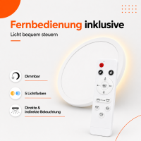 LED Aufbauleuchte Deckenleuchte Weiß rund 50W mit Fernbedienung - 6000Lm