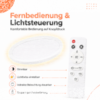 LED Aufbauleuchte Deckenleuchte Weiß rund 50W mit Fernbedienung - 6000Lm
