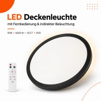 LED Aufbauleuchte Deckenleuchte Schwarz rund 50W mit...