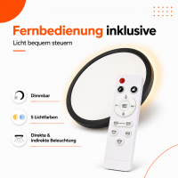 LED Aufbauleuchte Deckenleuchte Schwarz rund 50W mit Fernbedienung  - 6000Lm
