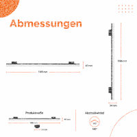LED Linearlampe 24W Schwarz - 1188mm 4 Phasen - 5CCT 2700K/3000K/4000K/5000K/6500K