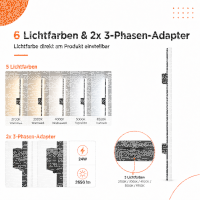LED Linearlampe 24W Schwarz - 1188mm 4 Phasen - 5CCT 2700K/3000K/4000K/5000K/6500K