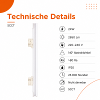 LED Linearlampe 24W Weiß - 1188mm 4 Phasen -5 CCT...