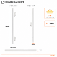 LED Linearlampe 24W Weiß - 1188mm 4 Phasen -5 CCT 2700K/3000K/4000K/5000K/6500K