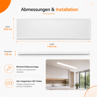 LED  Deckeneinbauleuchte | 36W   | 30x120cm CCT 3000K/4200k/6500k 4400 lm UGR<19
