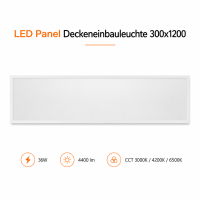 LED  Deckeneinbauleuchte | 36W   | 30x120cm CCT 3000K/4200k/6500k 4400 lm UGR<19