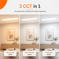 LED  Deckeneinbauleuchte | 36W   | 30x120cm CCT 3000K/4200k/6500k 4400 lm UGR<19
