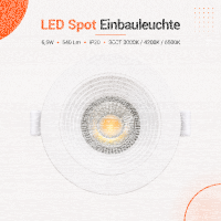 LED Einbauspot 6,5W weiß rund IP20 Ø 8.5 cm...