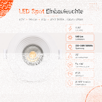 LED Einbauspot 6,5W weiß rund IP20 Ø 8.5 cm...