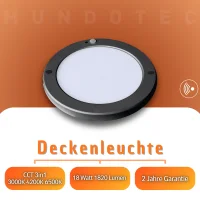 LED Aufbauleuchte Deckenleuchte rund schwarz 18 Watt IP20...