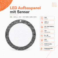 LED Aufbauleuchte Deckenleuchte rund schwarz 18 Watt IP20...