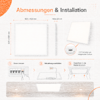 LED Deckenpanel Deckenleuchte Einbauleuchte Backlight | 36 Watt | 62 x 62 cm | Lichtfarbe einstellbar CCT(3in1)