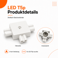 Dreifach-Steckverbinder für LED-T5p-Leuchte, Endstück nicht drehbar