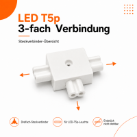 Dreifach-Steckverbinder für LED-T5p-Leuchte, Endstück nicht drehbar