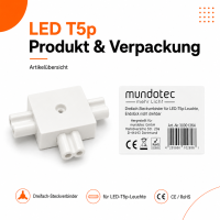 Dreifach-Steckverbinder für LED-T5p-Leuchte, Endstück nicht drehbar