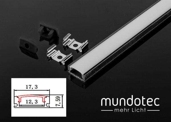 Aufbau U-Profil 12,3 x 7,59mm schwarz